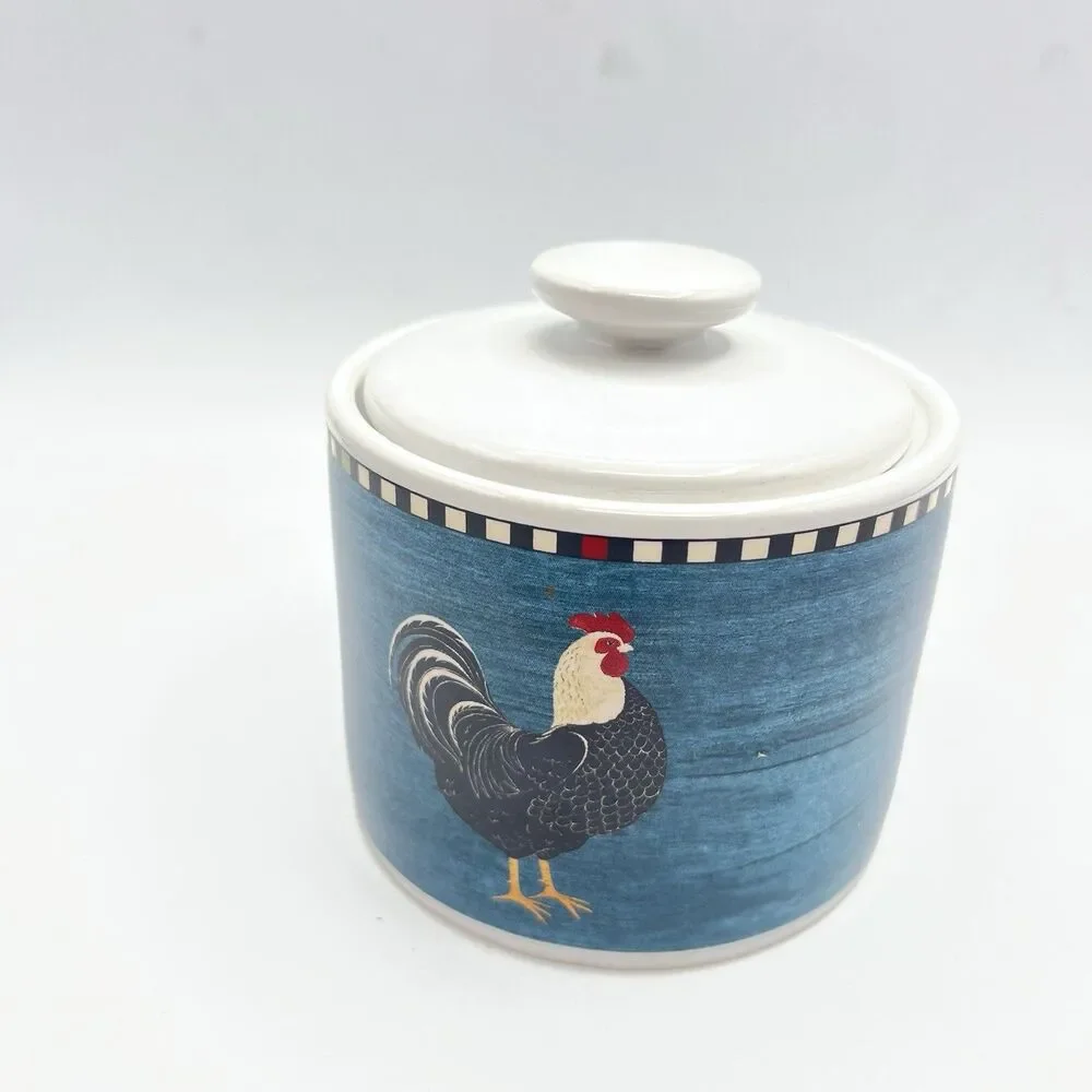 Sakura Rooster Warren Kimble 1999 Sugar Bowl with Lid